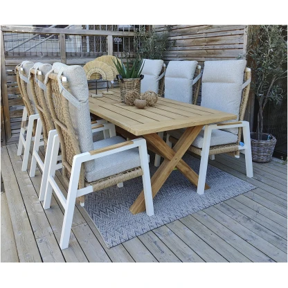 X-teak spisebord med 6 Verona spisestoler