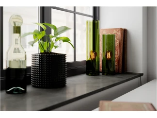 Grønn lampe til vinduskarmen, i glass
