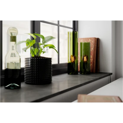 Grønn lampe til vinduskarmen, i glass