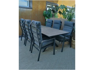 Manchester x-leg spisebord m/6 regulerbare stoler